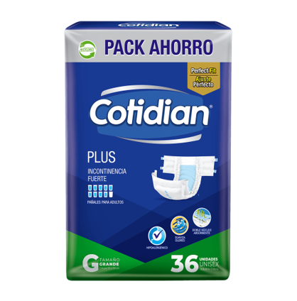 PAÑAL ADULTO COTIDIAN PLUS GRANDE 36 UND.