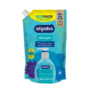 JABÓN LÍQUIDO DP FLORAL RAIN ALGABO 900 ML.